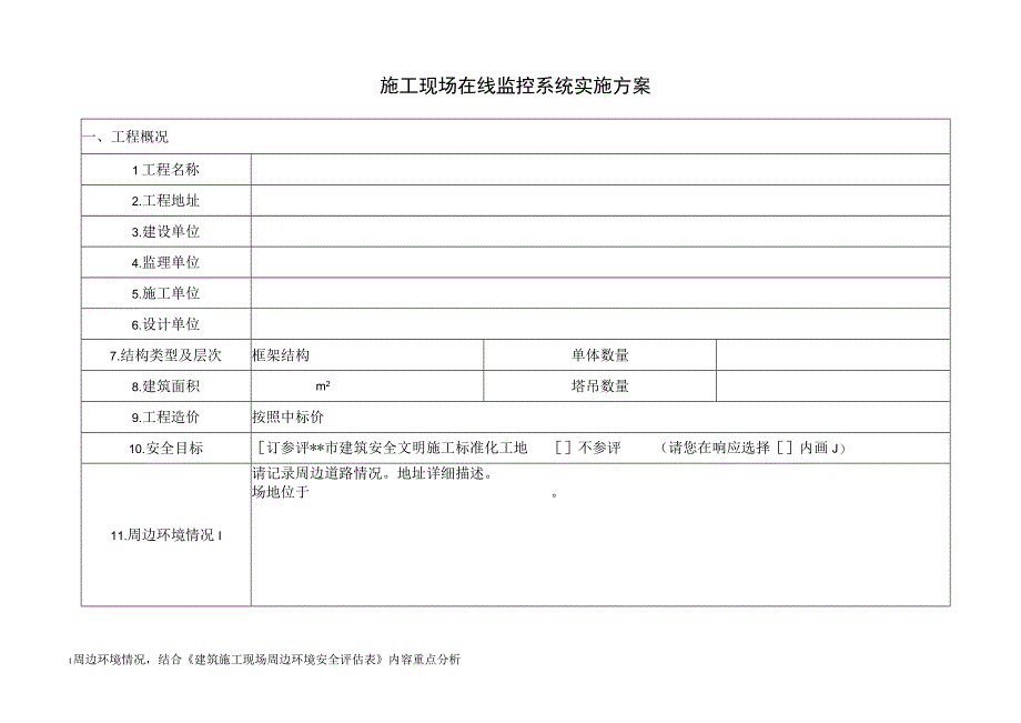 施工现场在线监控系统实施方案模板（备案）.docx_第1页