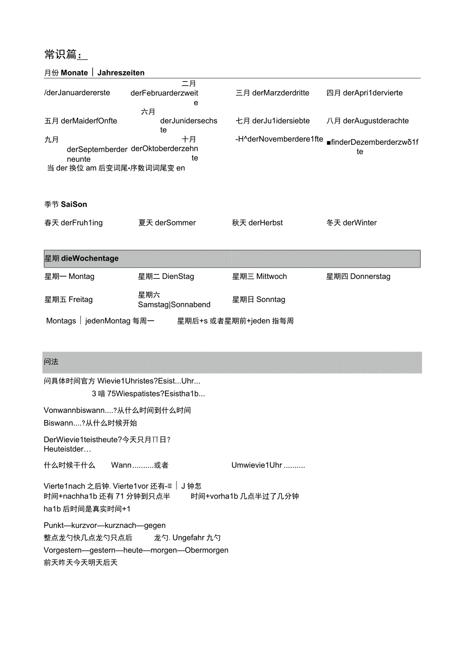 歌德A1-德语语法单词知识点总结.docx_第1页