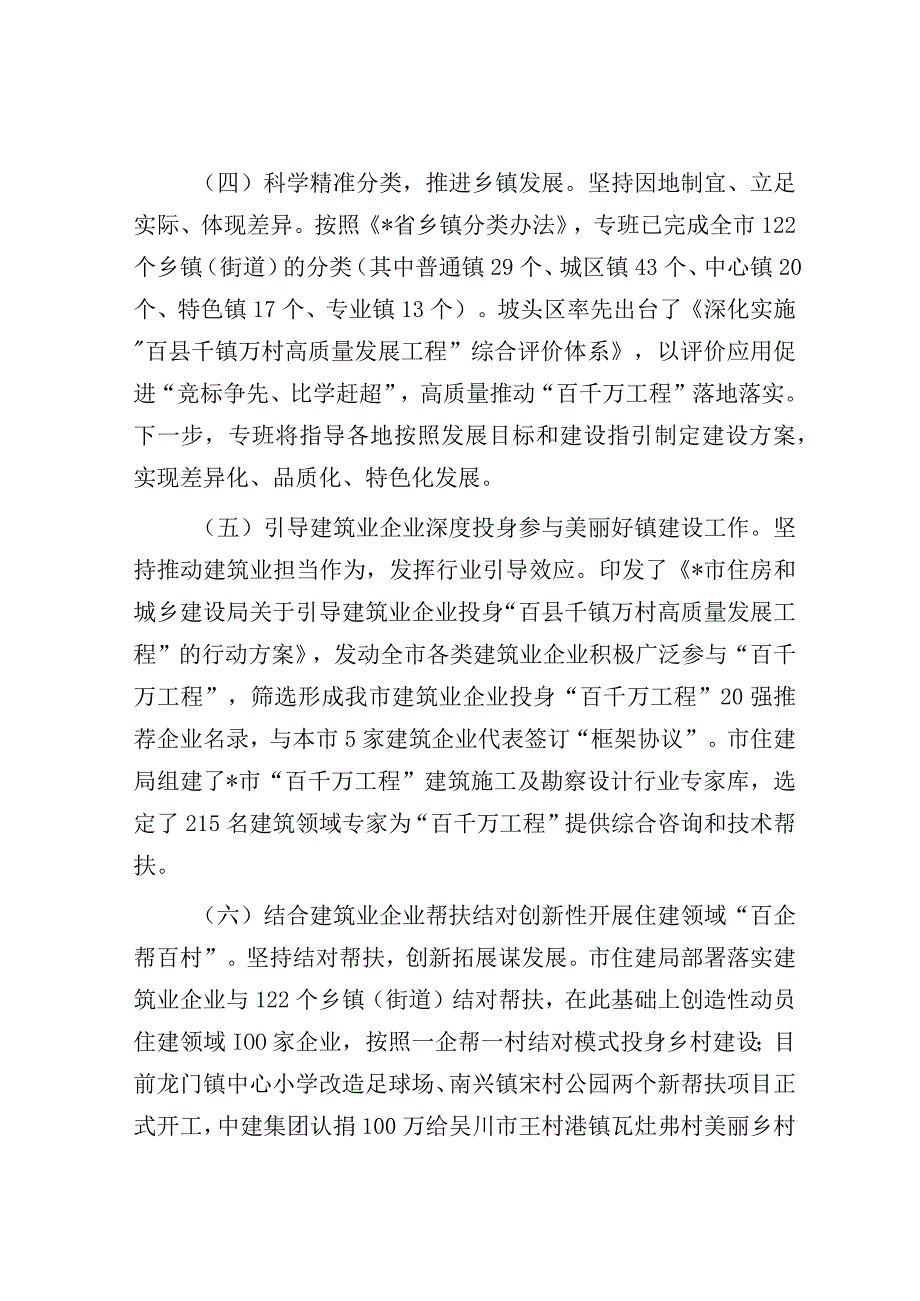 工作开展情况报告：“百县千镇万村高质量发展工程”指挥部城镇建设专班.docx_第3页