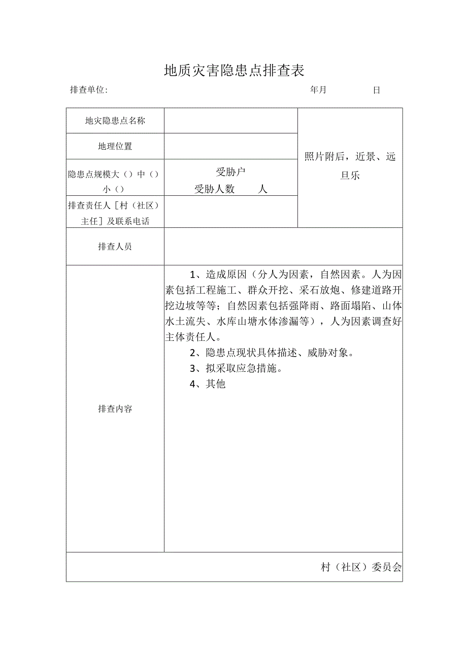 地质灾害隐患点排查表.docx_第1页