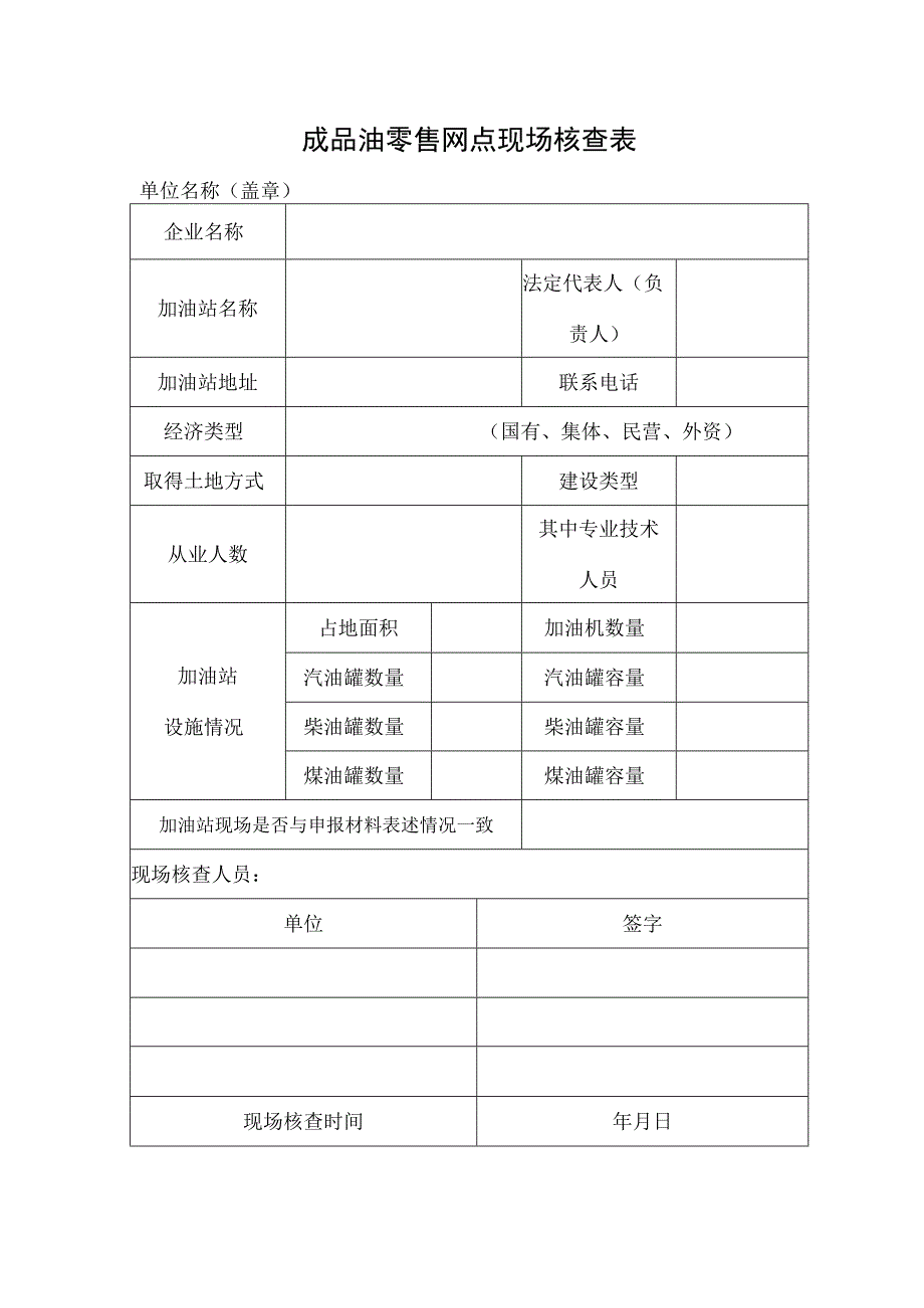 成品油零售网点现场核查表.docx_第1页