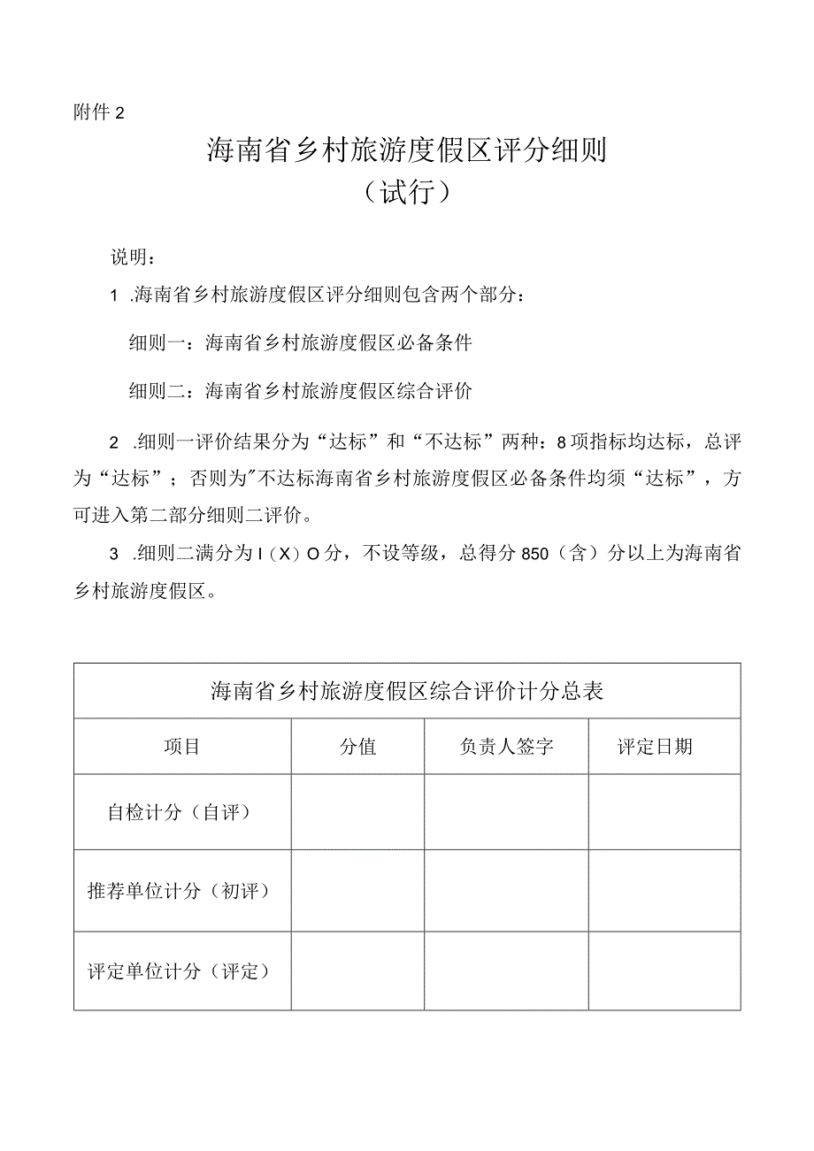 海南省乡村旅游度假区评分细则（试行）.docx_第1页