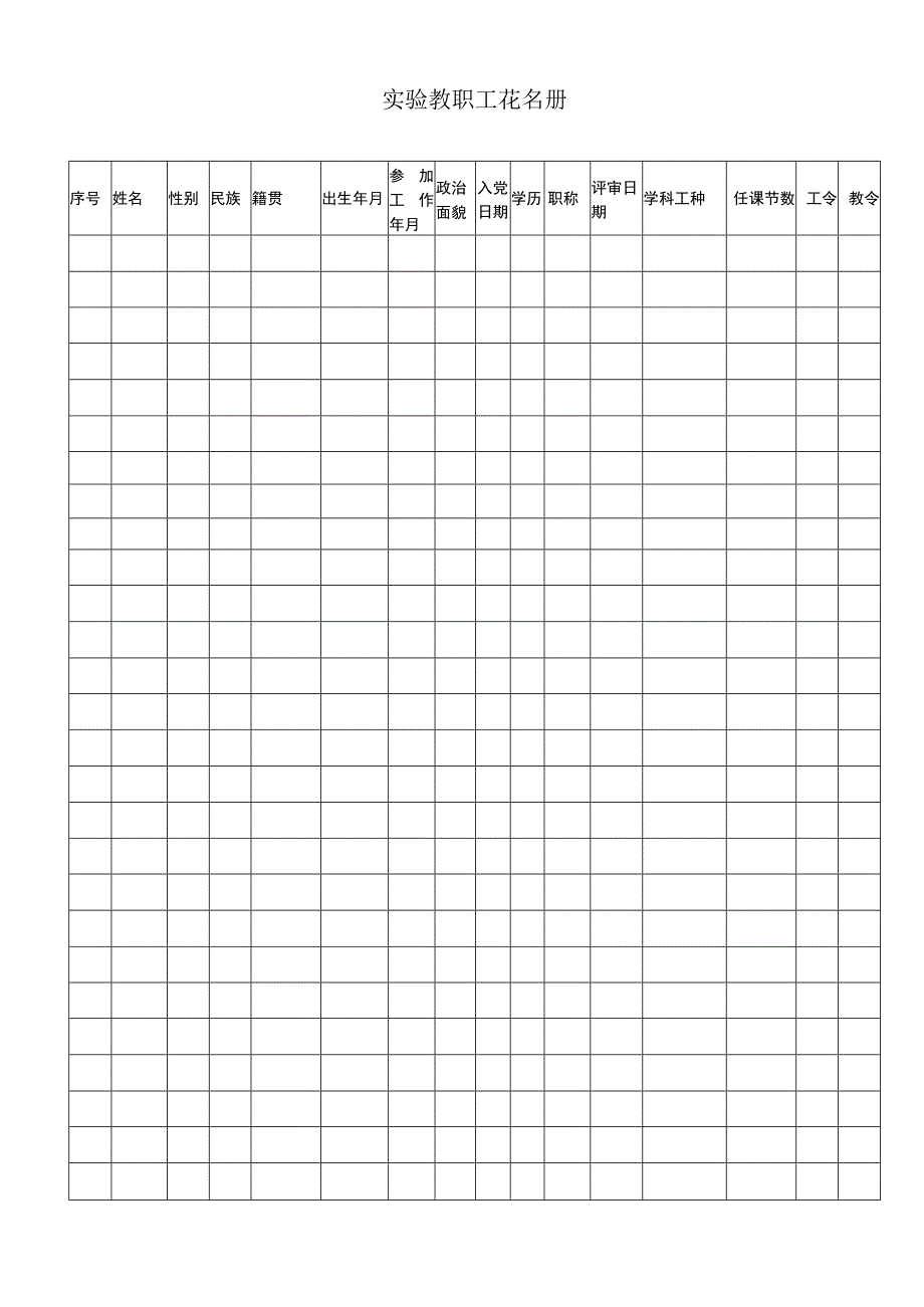 幼儿园实验教职工花名册.docx_第1页