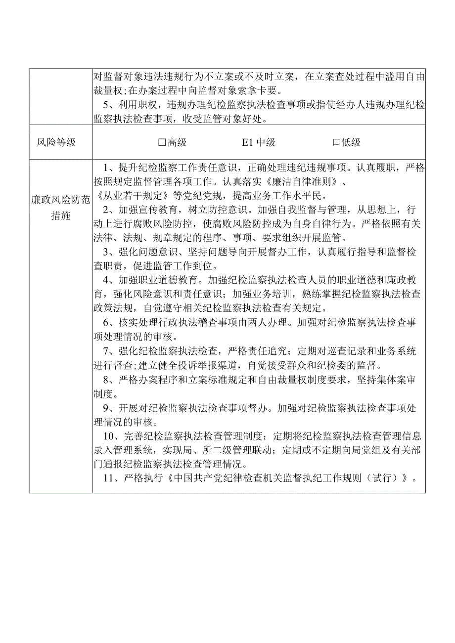 某县财政部门部门纪检监察室主任个人岗位廉政风险点排查登记表.docx_第2页