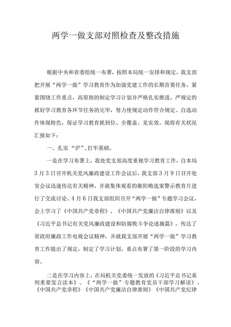 支部对照检查与整改措施.docx_第1页