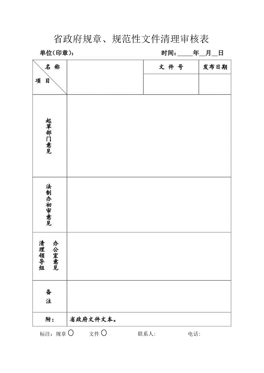 省政府规章、规范性文件清理审核表.docx_第1页