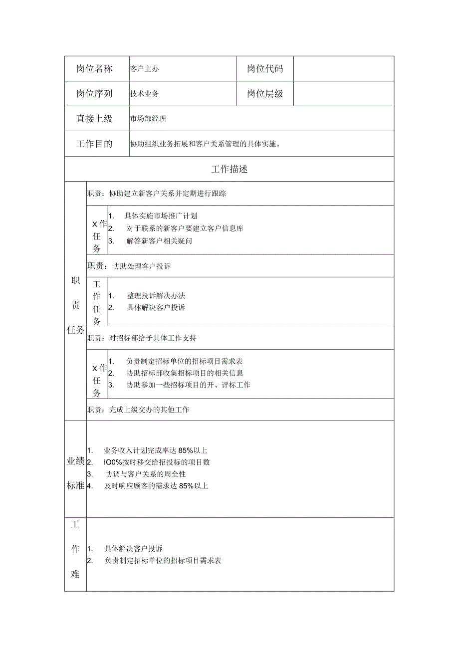 客户主办--咨询中介及项目管理类岗位职责说明书.docx_第1页