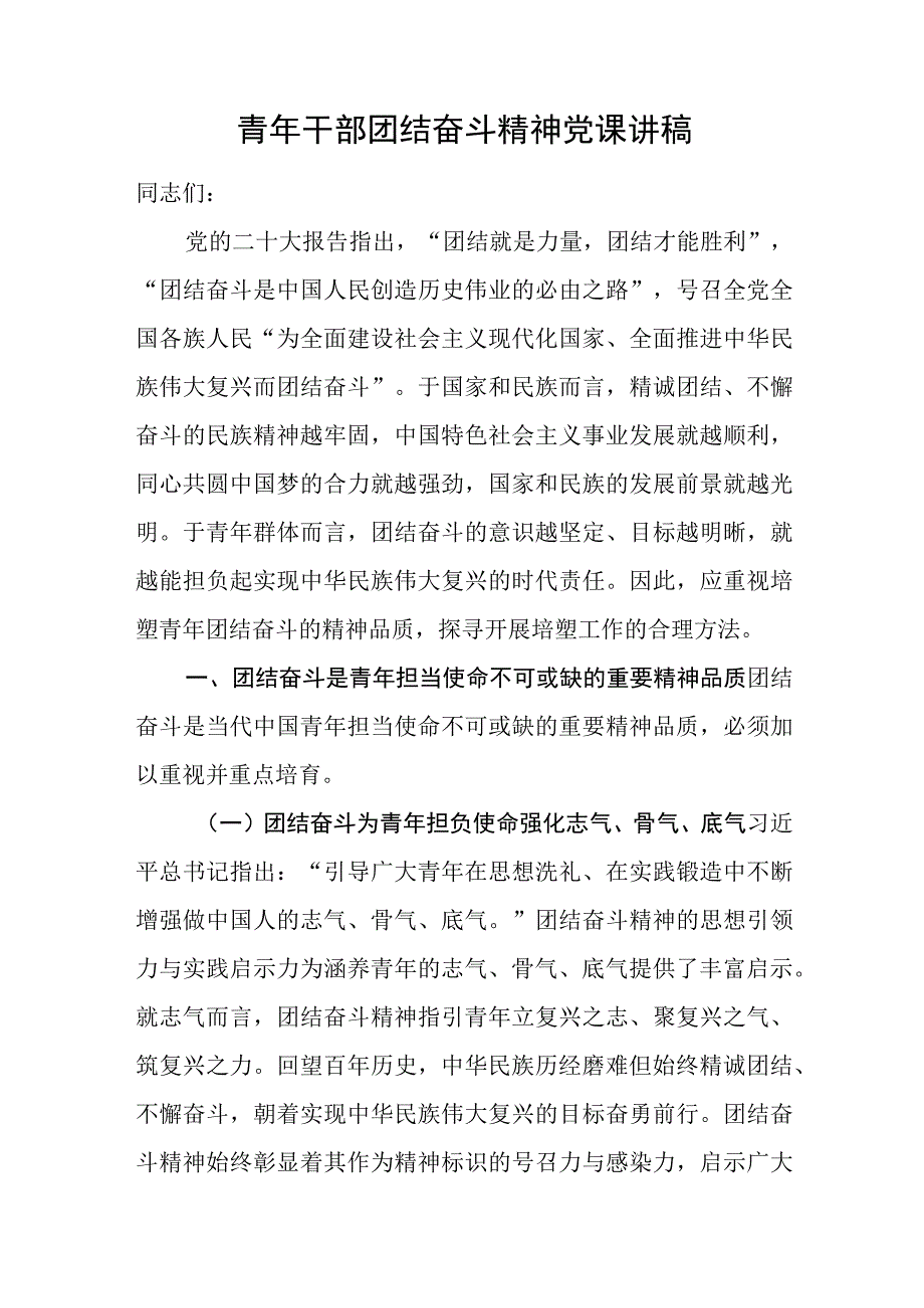 2023党员干部青年关于团结奋斗专题党课讲稿4篇.docx_第2页