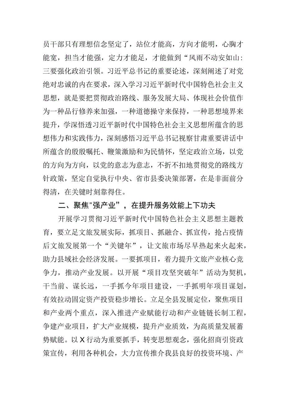 2023年分管文旅副县长在县委理论学习中心组主题′教育专题读书班上的研讨交流发言.docx_第2页