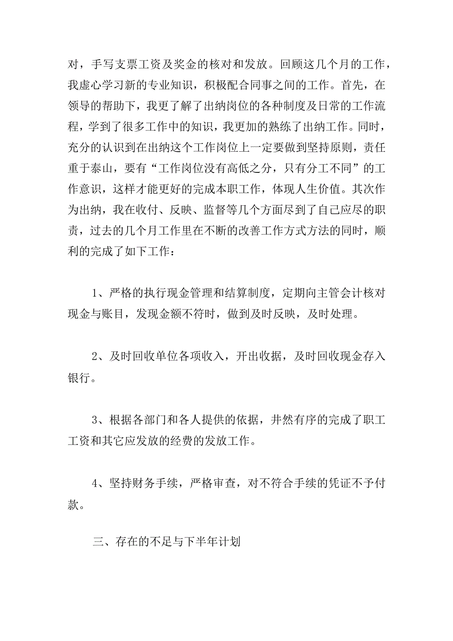 2023出纳个人工作总结大全（精选20篇）.docx_第2页