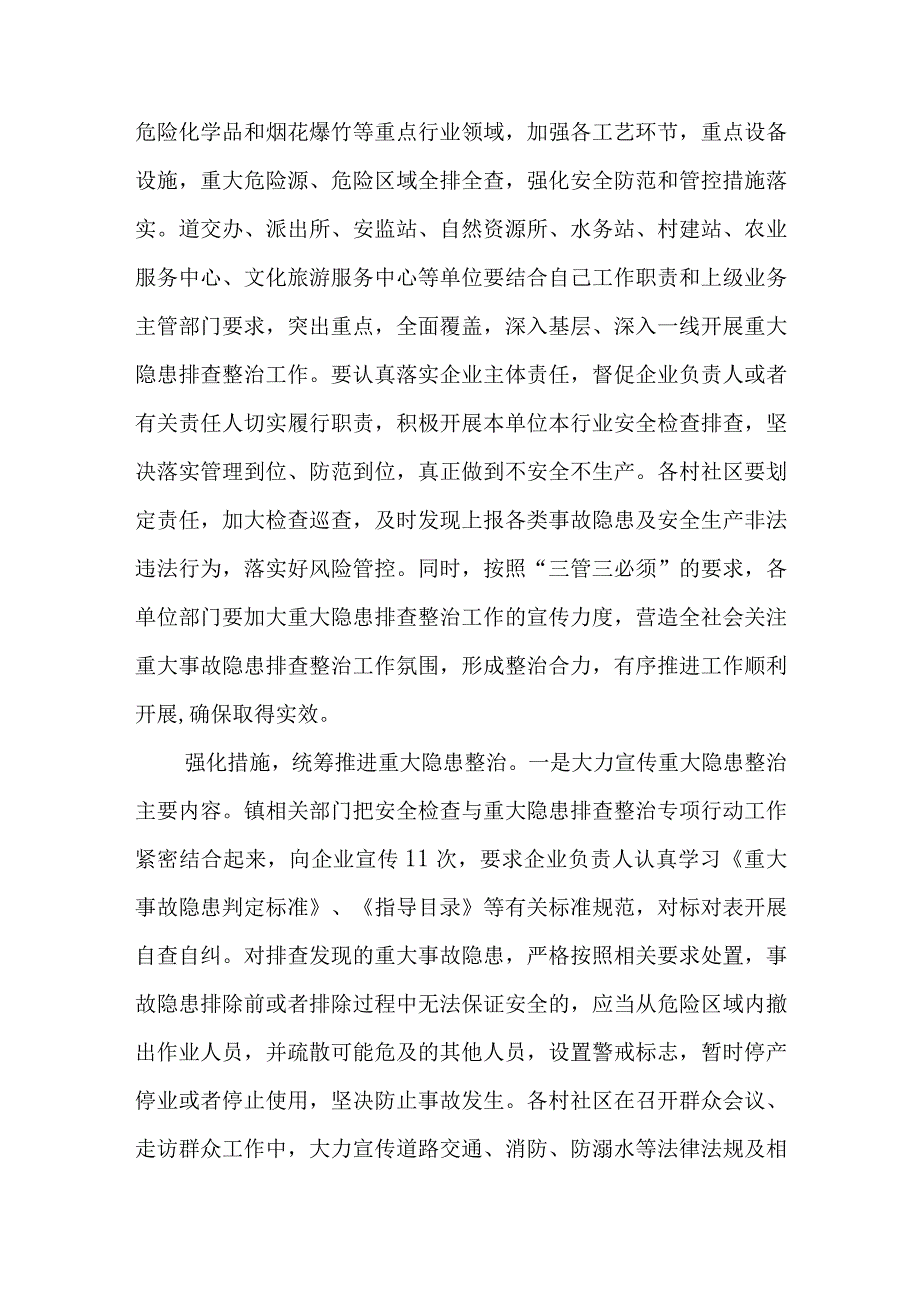 XX镇重大事故隐患专项排查整治行动工作总结.docx_第2页