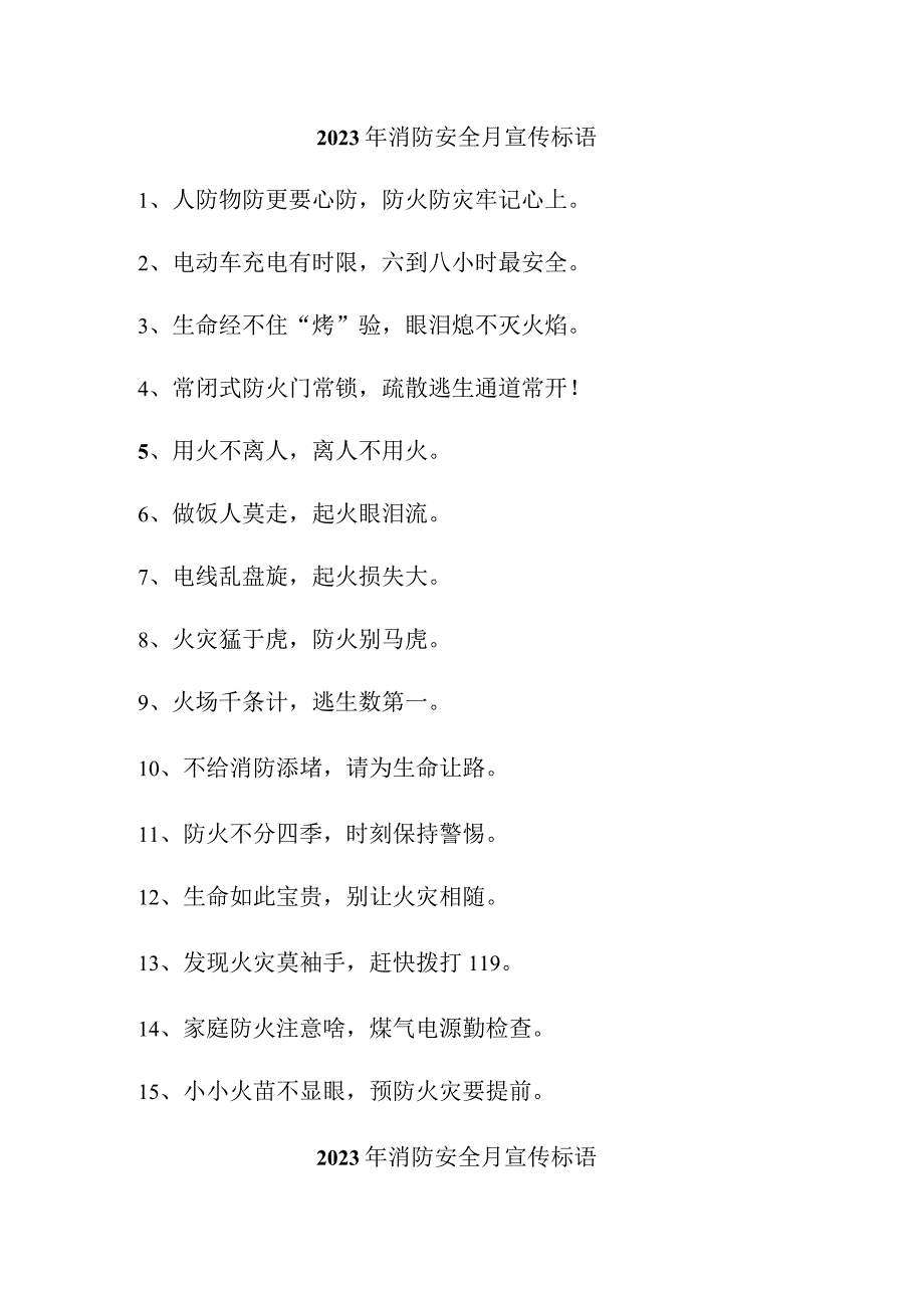 2023年商场消防安全月宣传活动标语 合计3份.docx_第1页