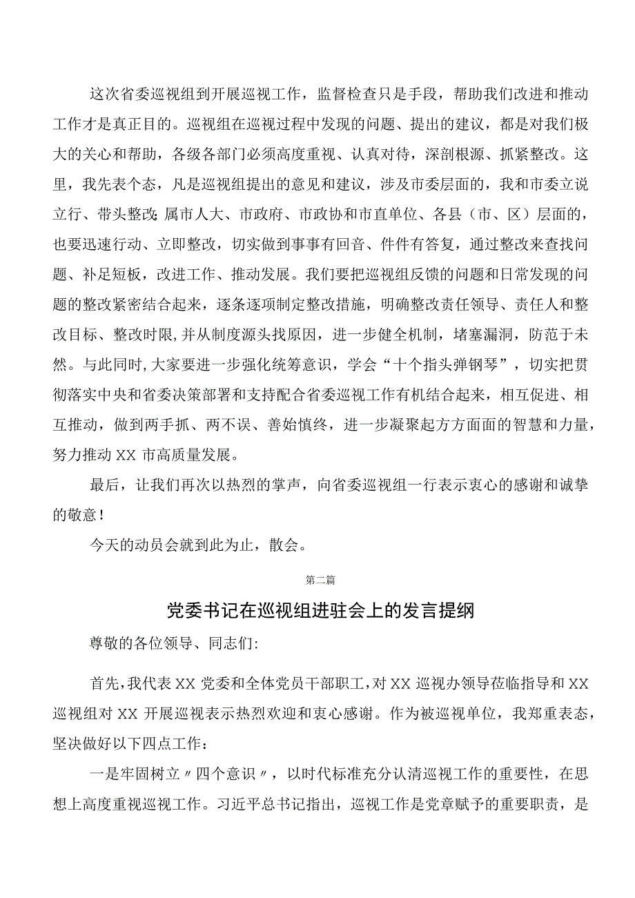 2023年巡视整改专题民主生活会巡视整改工作会的发言提纲10篇.docx_第3页