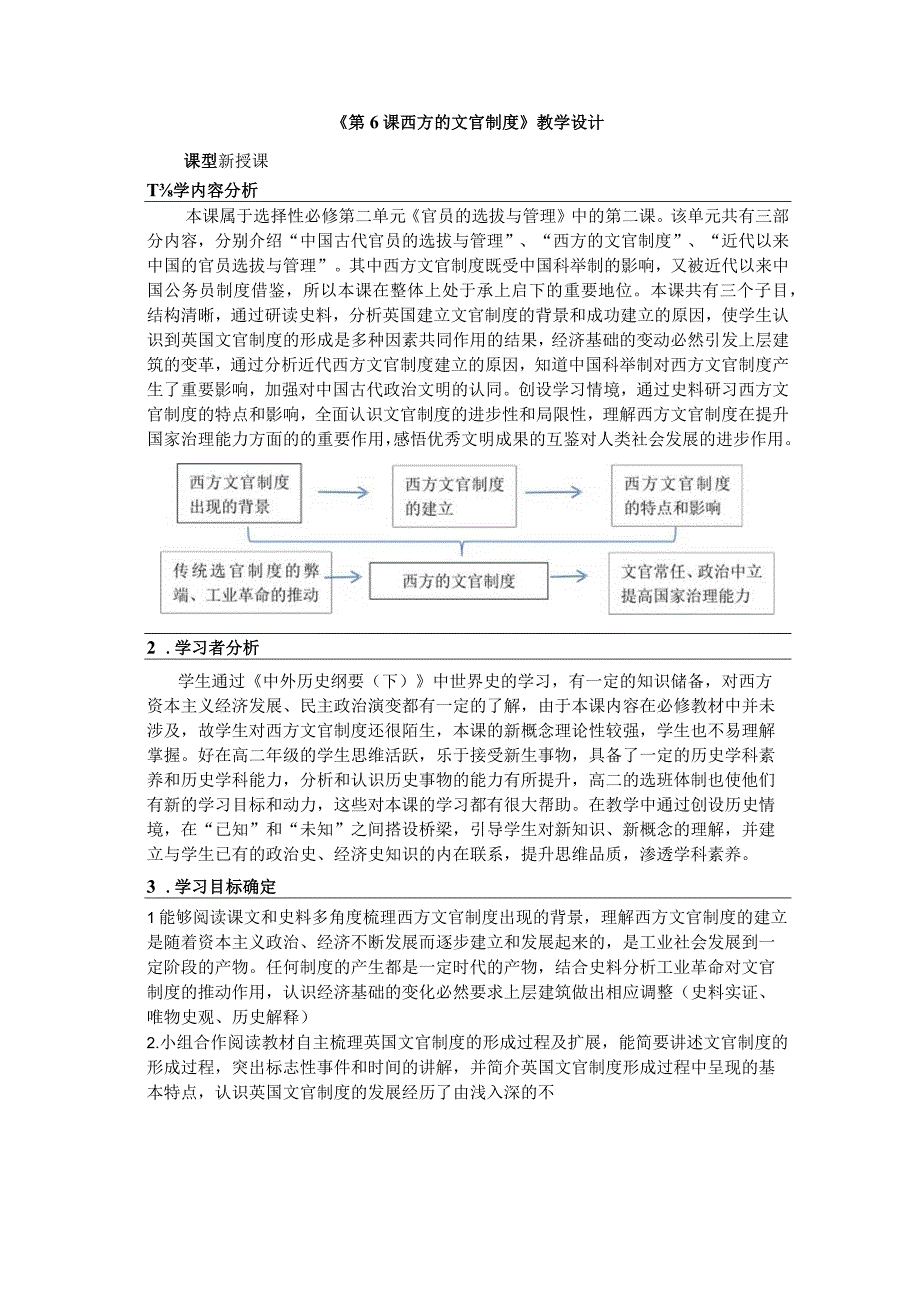 2023-2024学年部编版选择性必修一第6课 西方的文官制【教学设计】.docx_第1页