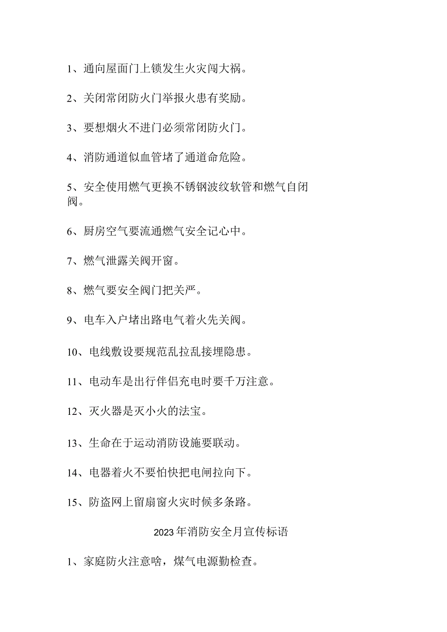 2023年中小学《消防安全月》宣传活动标语 合计3份.docx_第2页