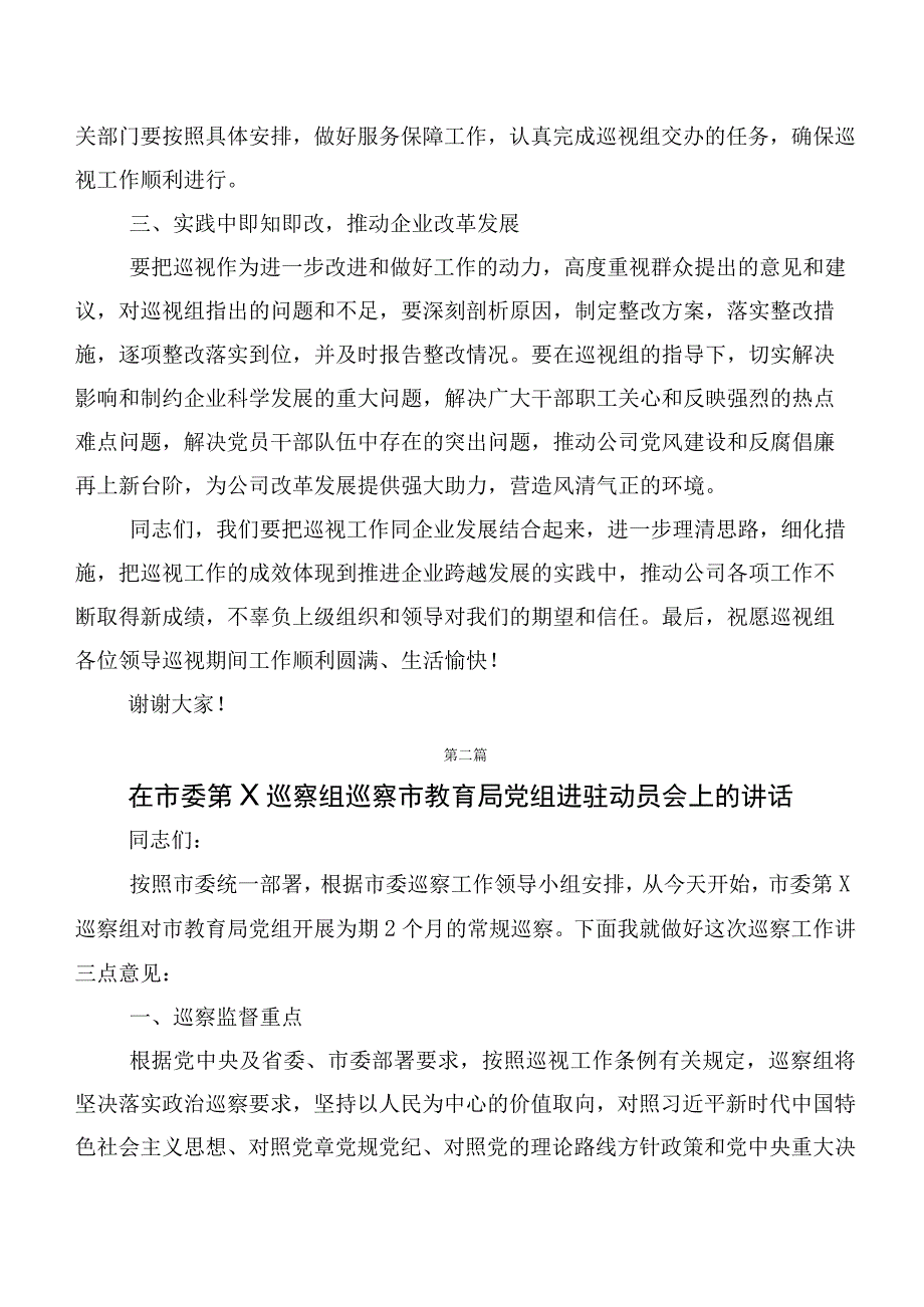 2023年巡查组反馈意见整改专题民主生活会巡视整改工作会上的发言稿（10篇）.docx_第2页