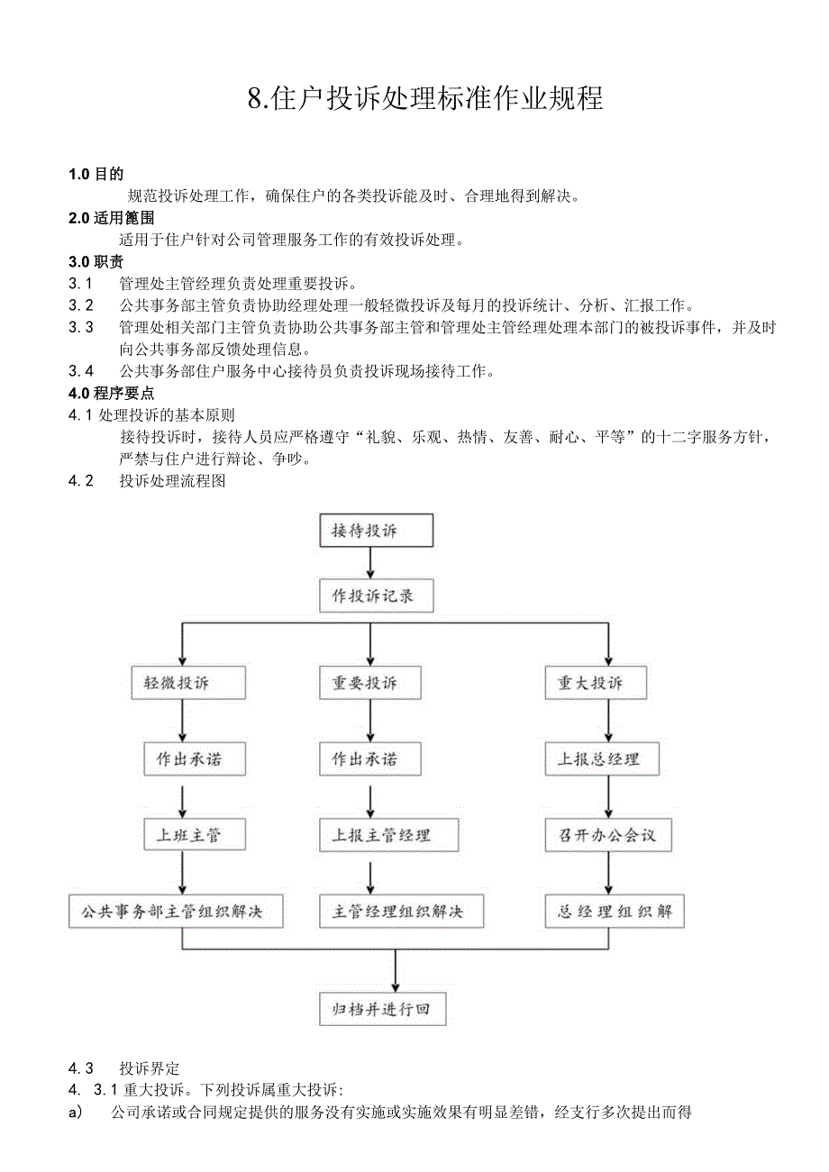 物业公司住户投诉处理标准作业规程.docx_第1页