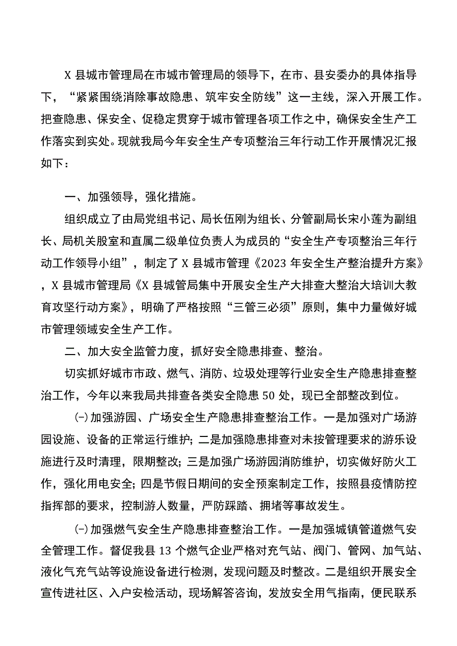 县城市管理局2021年专项整治三年行动开展情况.docx_第1页