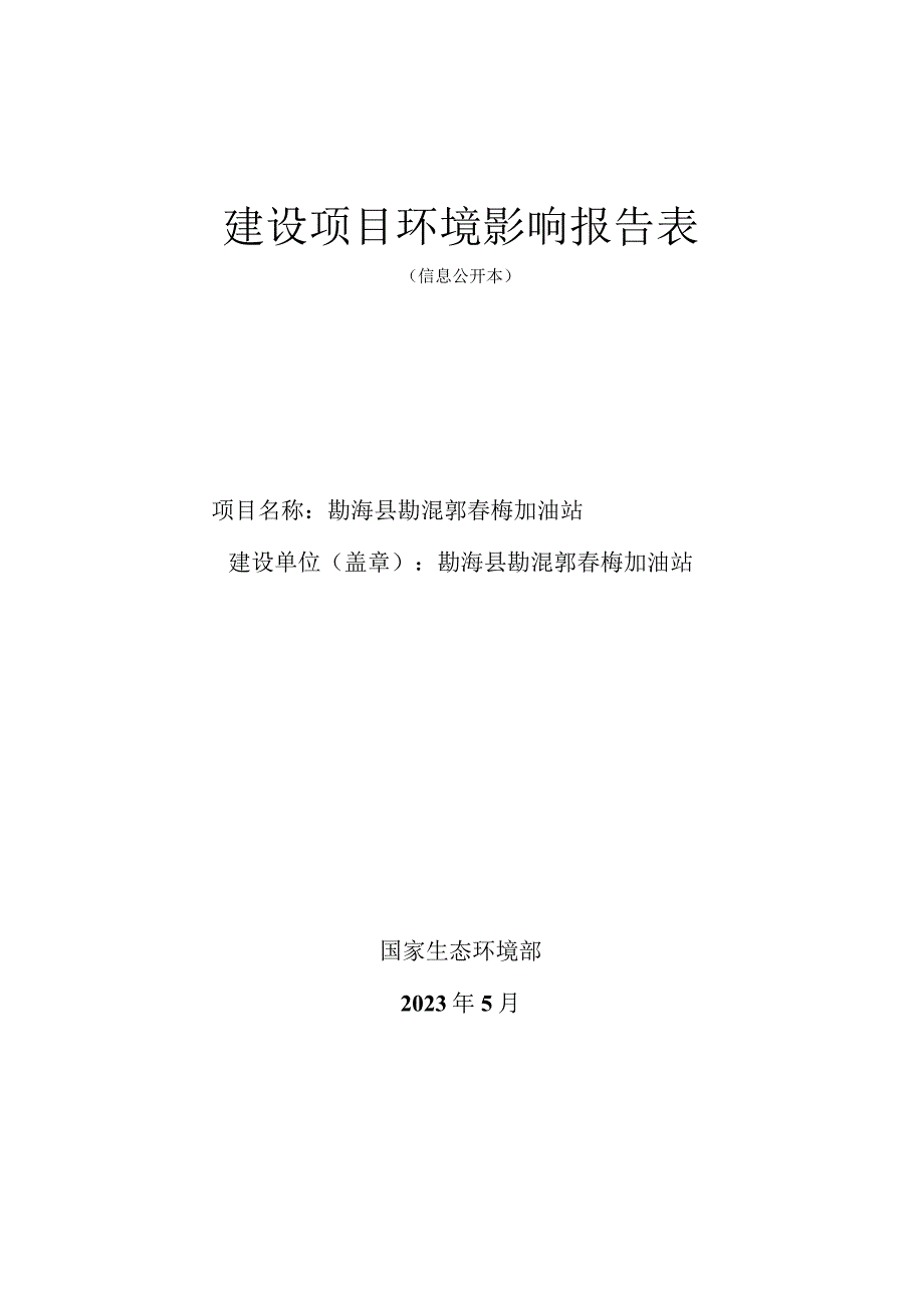 勐海县勐混郭春梅加油站环评报告.docx_第1页