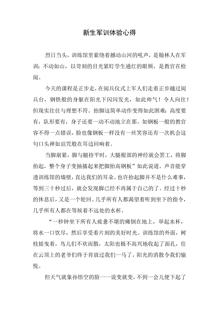 新生军训体验心得.docx_第1页