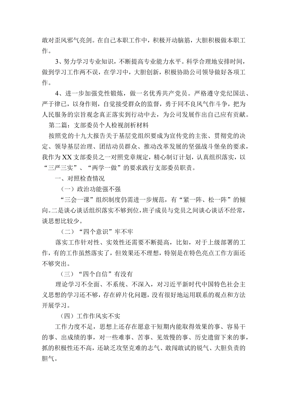 支部委员个人检视剖析材料范文2023-2023年度八篇.docx_第2页