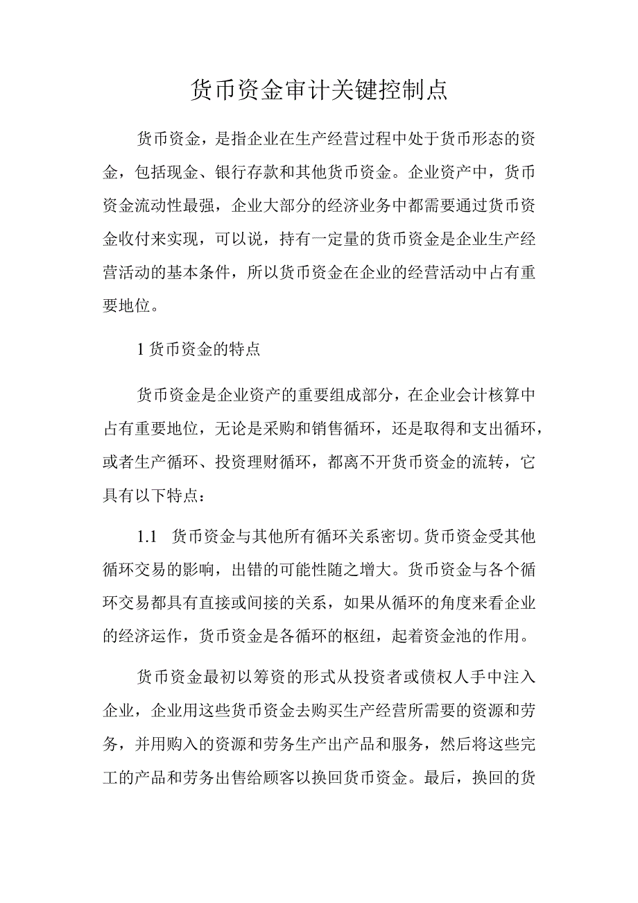 货币资金审计关键控制点.docx_第1页