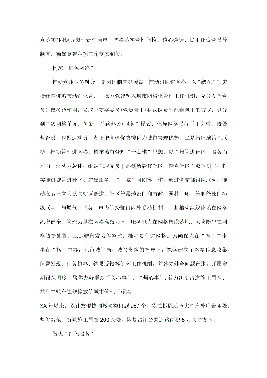 城市管理综合行政执法支队“四强”支部创建工作经验材料.docx_第2页