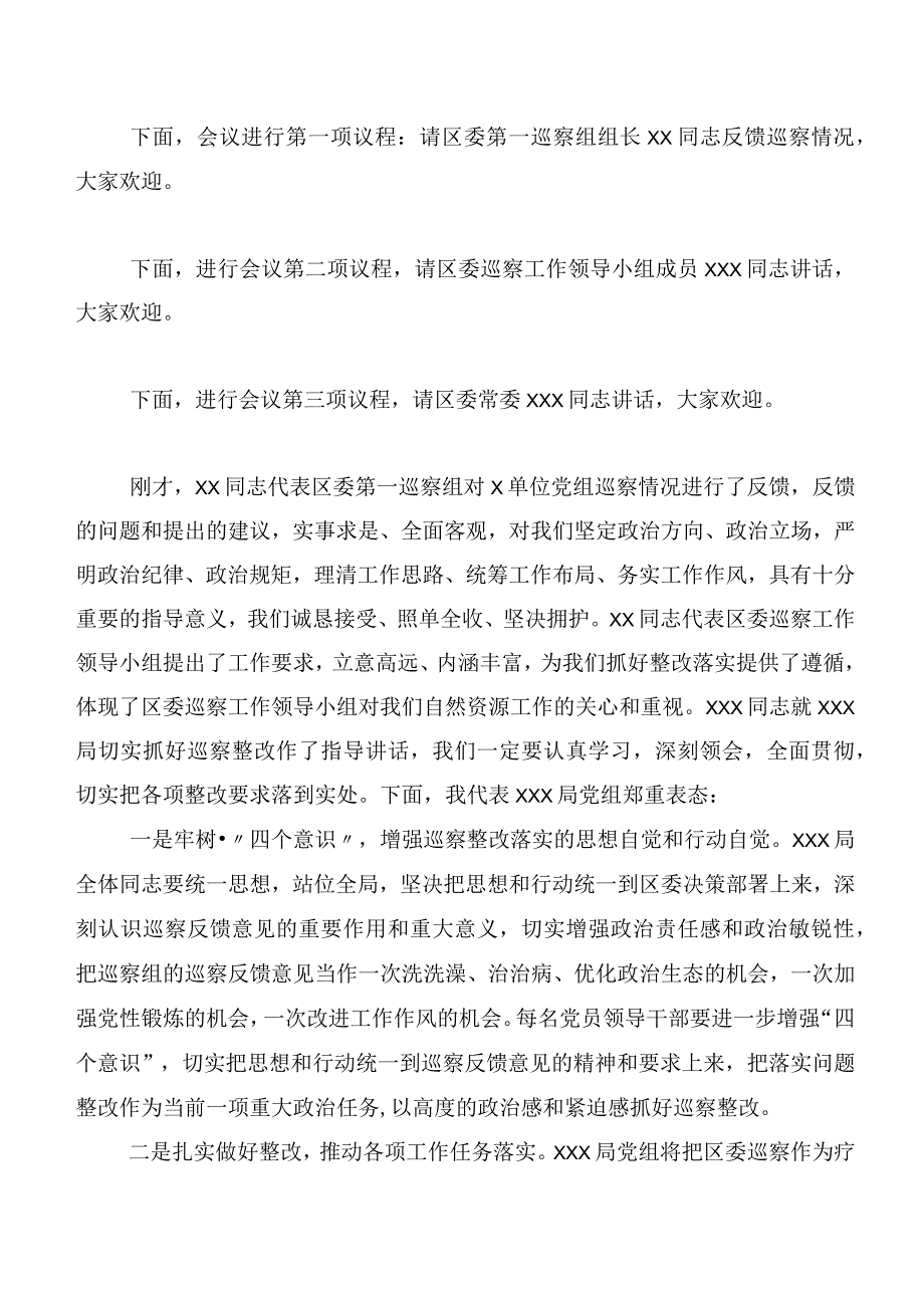 在巡视整改专题生活会巡视巡查整改专题会的讲话（十篇合集）.docx_第2页