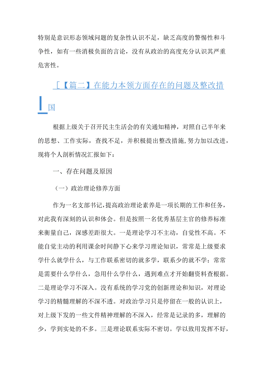 在能力本领方面存在的问题及整改措施.docx_第2页