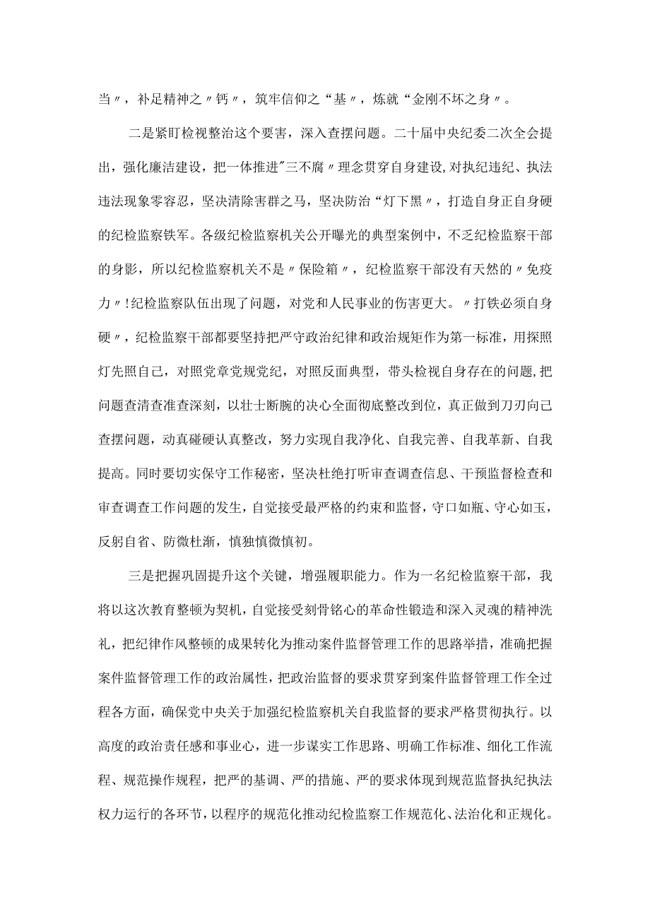 纪检监察干部队伍教育整顿活动经验交流发言材料.docx_第2页