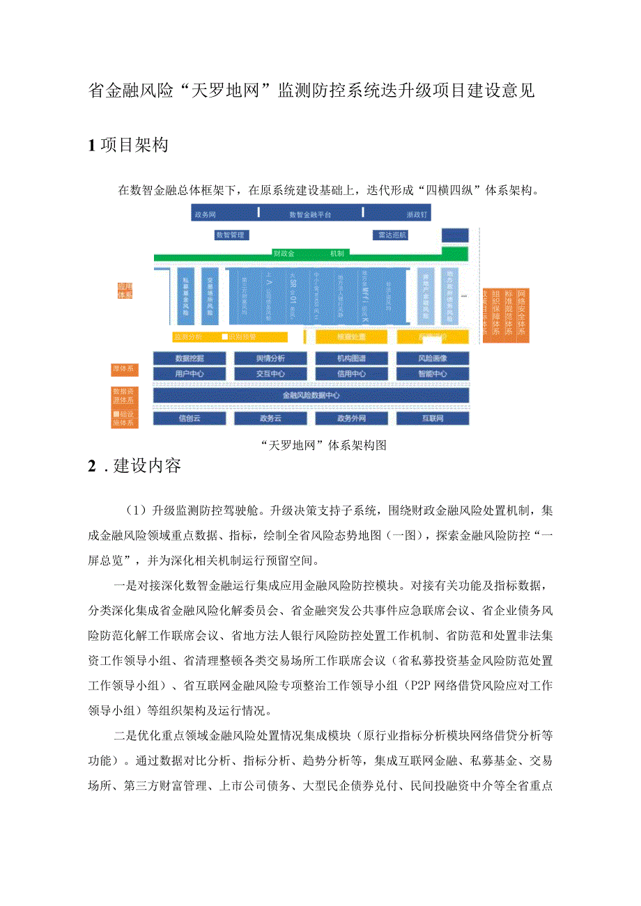 省金融风险“天罗地网”监测防控系统迭升级项目建设意见.docx_第1页