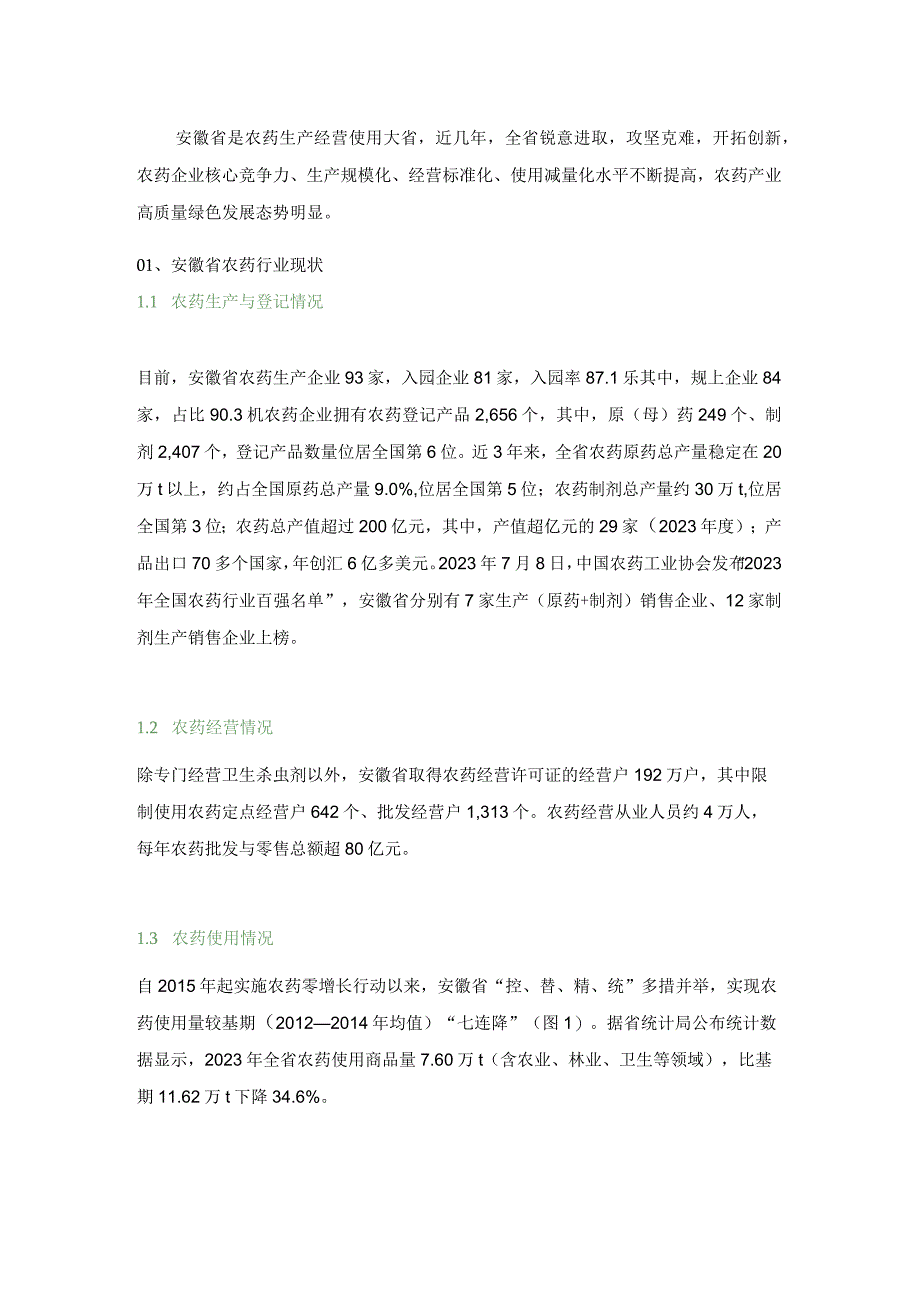 安徽省农药行业发展分析.docx_第1页