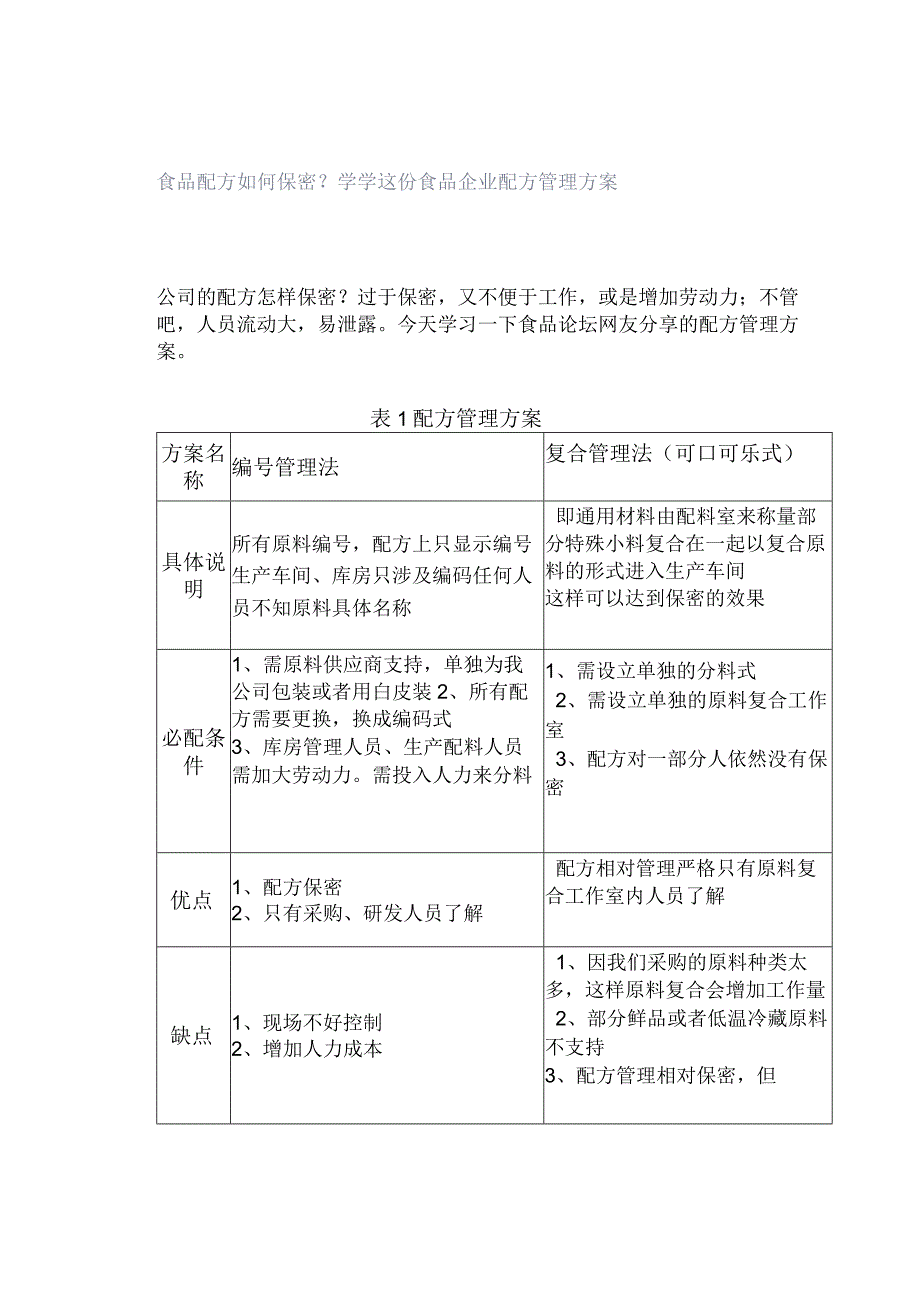 食品配方如何保密？学学这份食品企业配方管理方案.docx_第1页