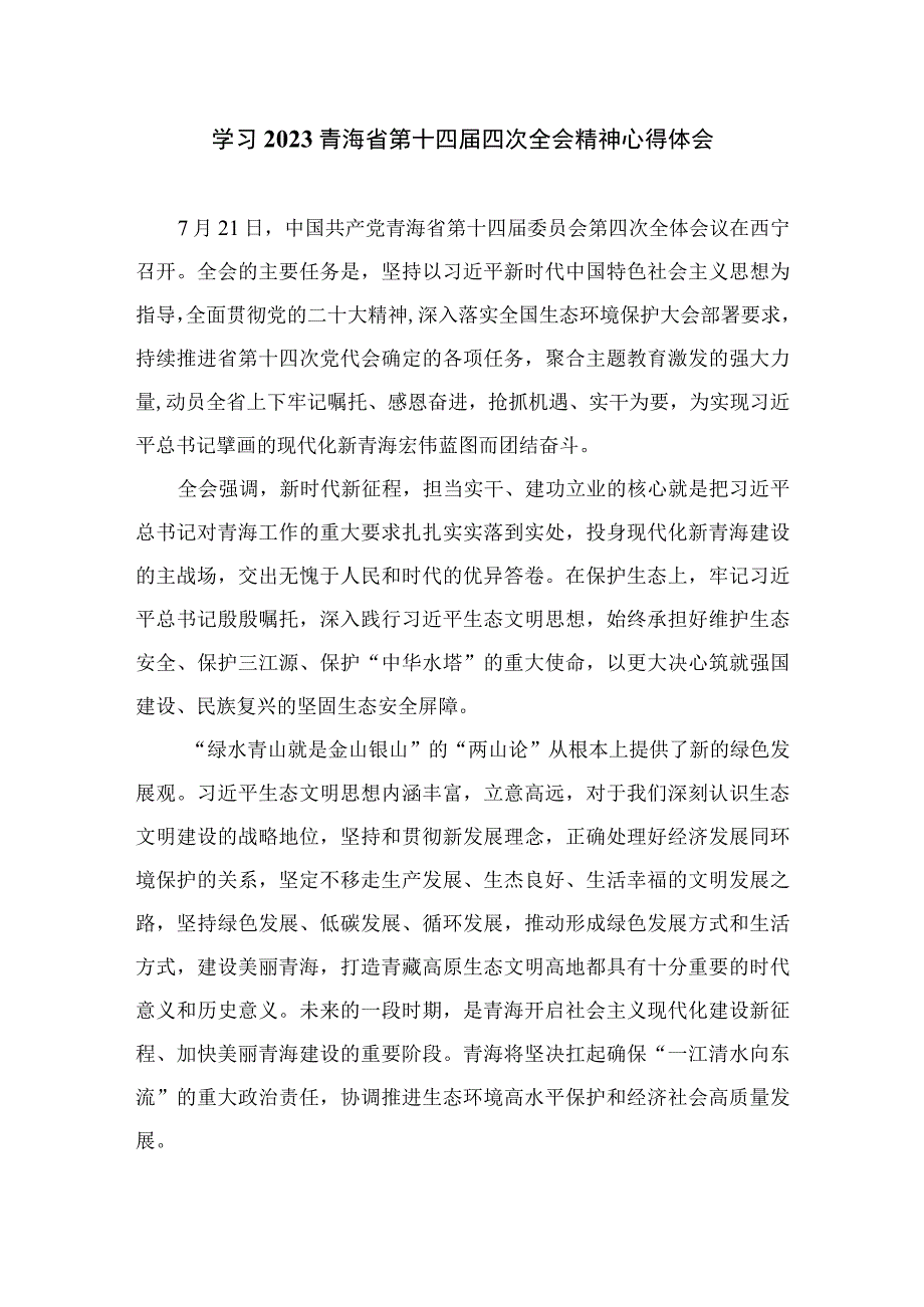 （9篇）2023青海第十四届四次全会精神学习研讨发言交流材料范文.docx_第3页