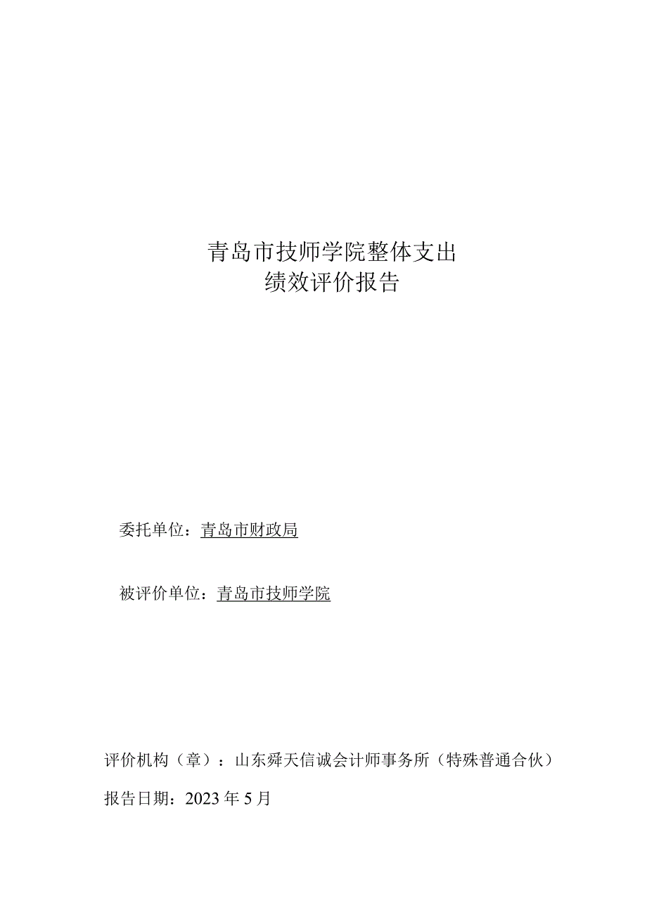 青岛市技师学院整体支出绩效评价报告.docx_第1页