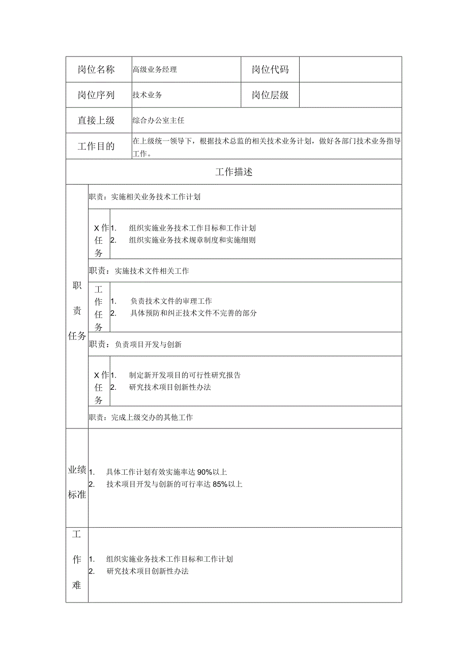 高级业务经理--咨询中介及项目管理类岗位职责说明书.docx_第1页