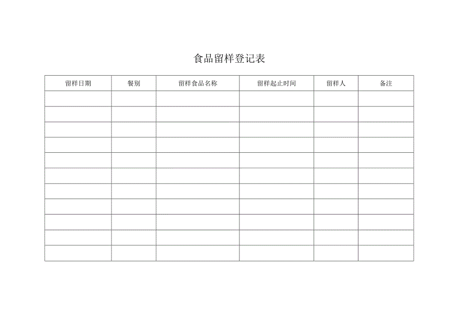 食品留样登记表.docx_第1页