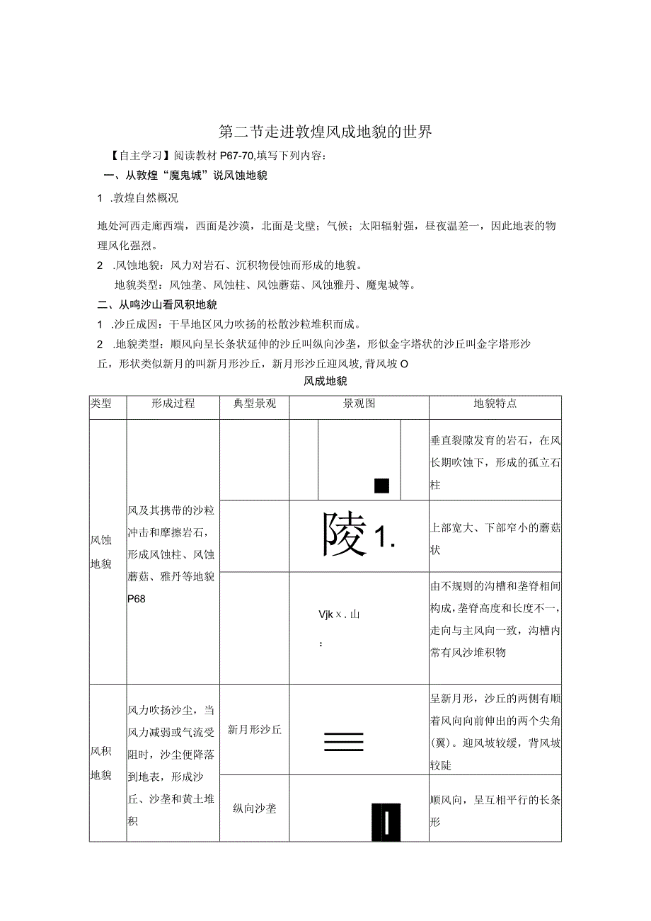 走进敦煌风成地貌的世界--导学案.docx_第1页