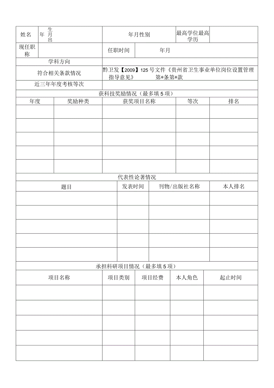 遵义医学院附属医院专业技术级岗位审核表.docx_第2页