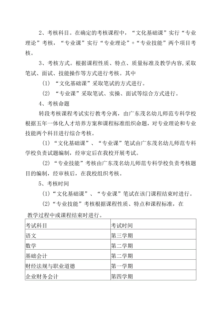 （广茂幼--茂名二职）2023级中高职贯通培养三二分段转段考核方案（大数据与会计—会计事务）.docx_第2页