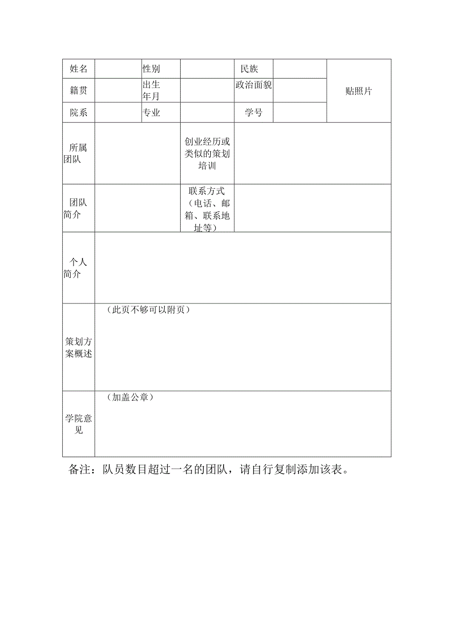 重庆大学第四届“新尚杯”学生创新创业大赛决赛报名登记表团队负责人.docx_第2页