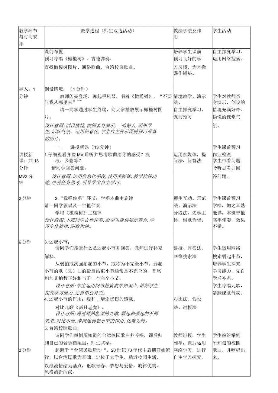 全国优质课一等奖初中八年级上册音乐《橄榄树》教学设计.docx_第3页