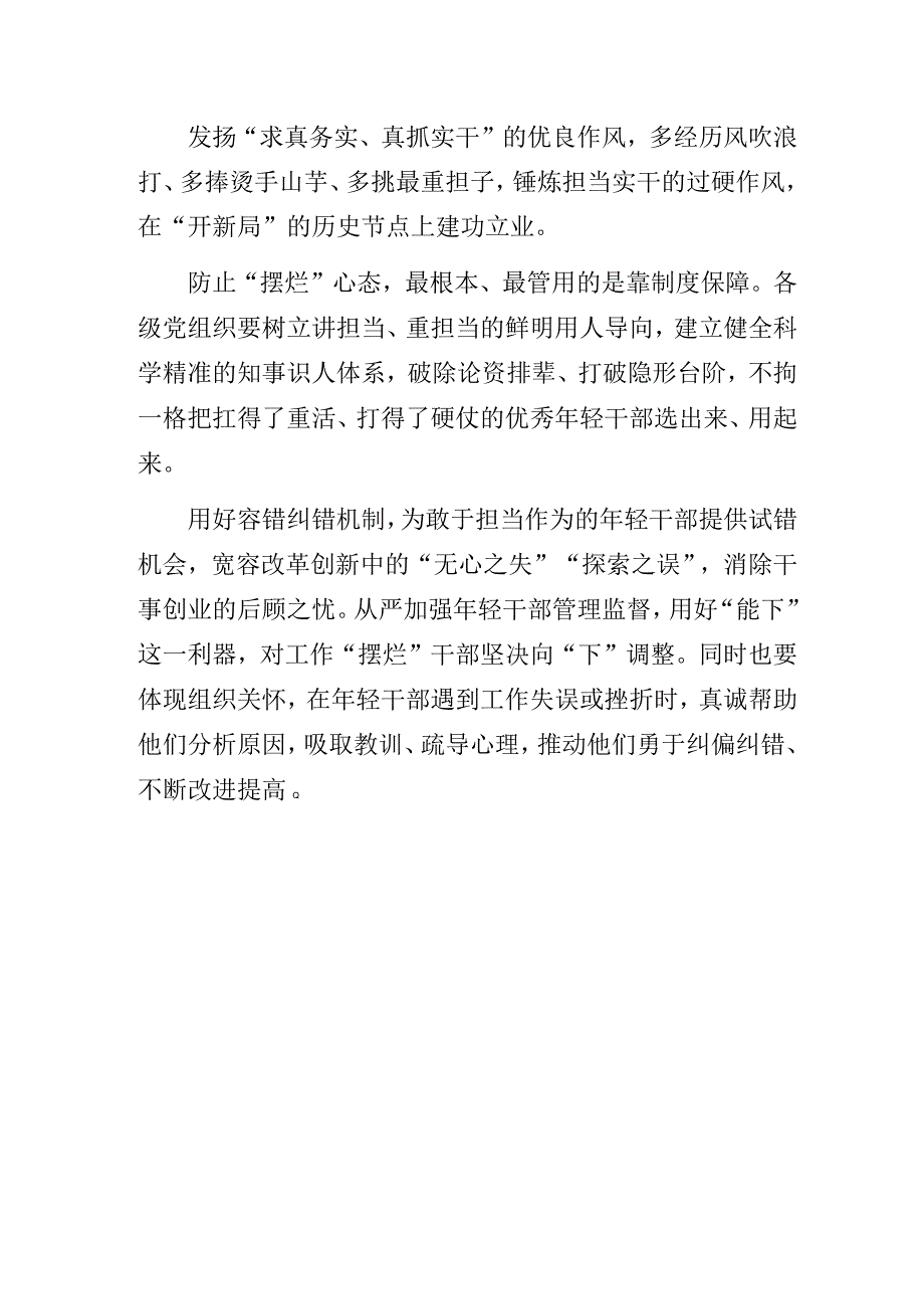 主题教育专题研讨经验交流发言材料：年轻干部不能有工作“摆烂心态”.docx_第3页