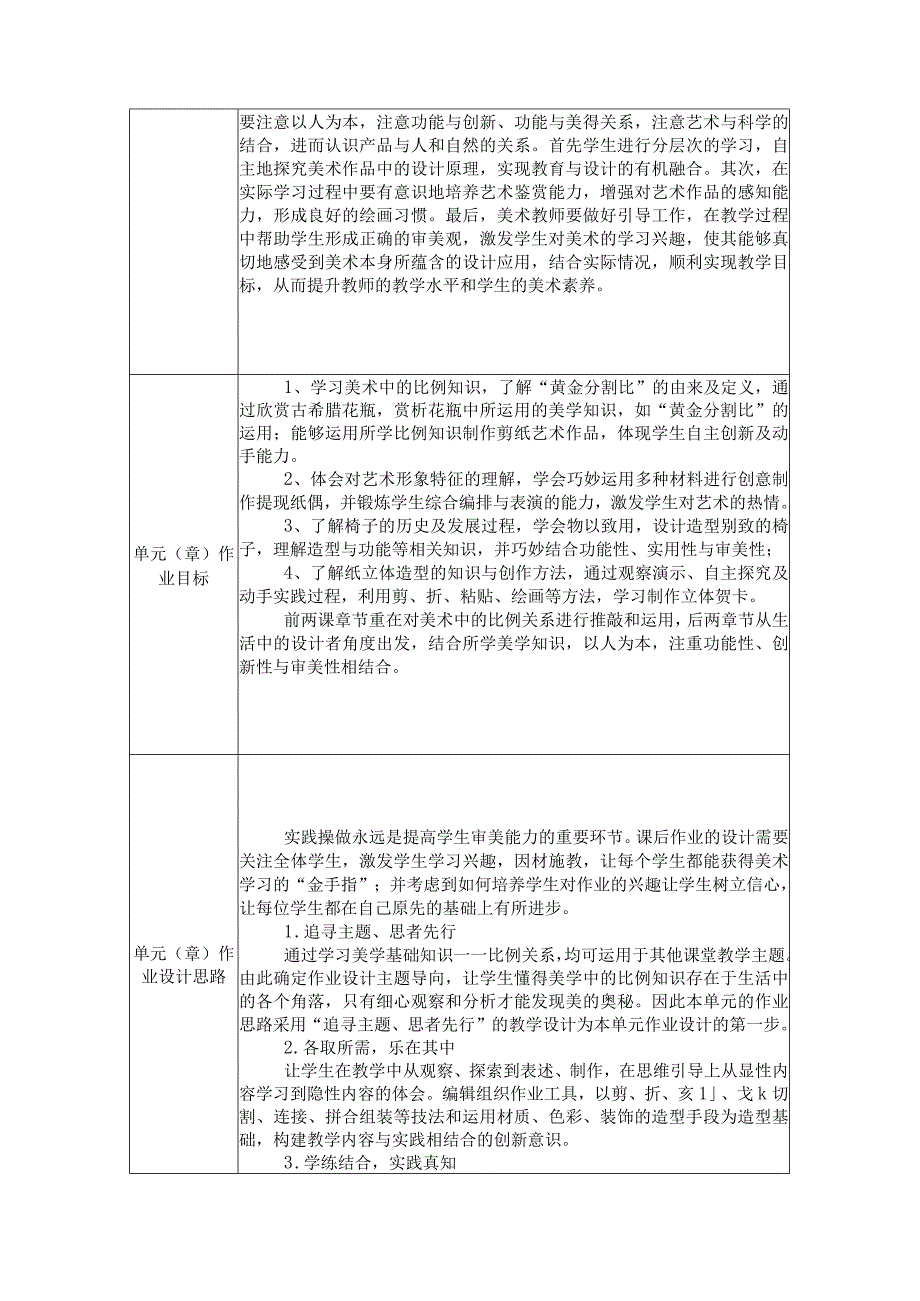 人美版五年级美术上册单元作业设计《美术中的比例》《提线纸偶》《造型别致的椅子》《立体贺卡》.docx_第2页