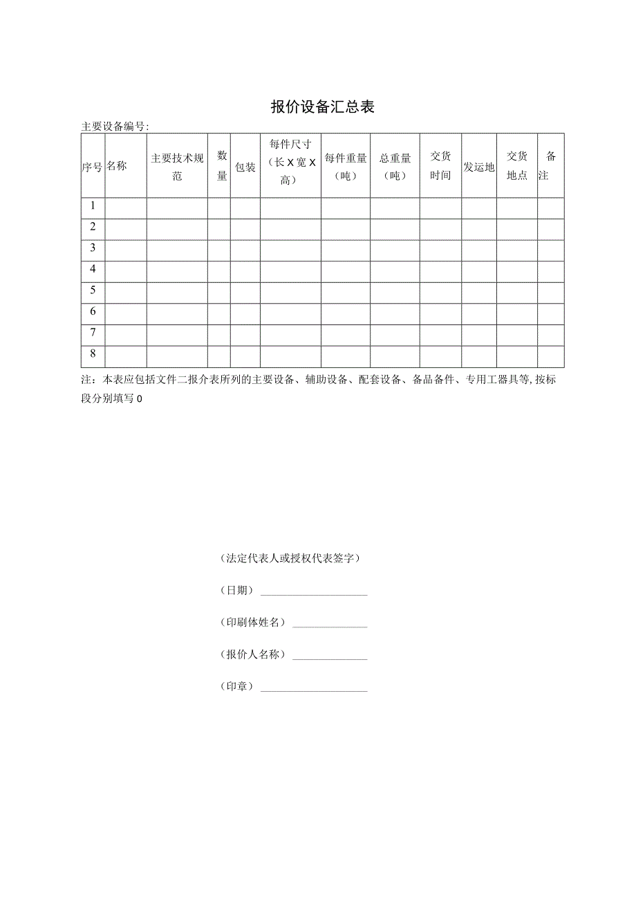 XX项目报价设备汇总表（2023年）.docx_第1页