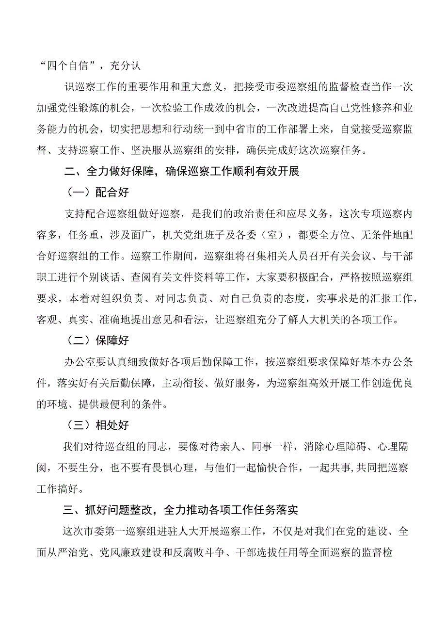 2023年度巡视整改专题民主生活会巡视反馈意见整改工作部署会上的发言稿（十篇）.docx_第2页