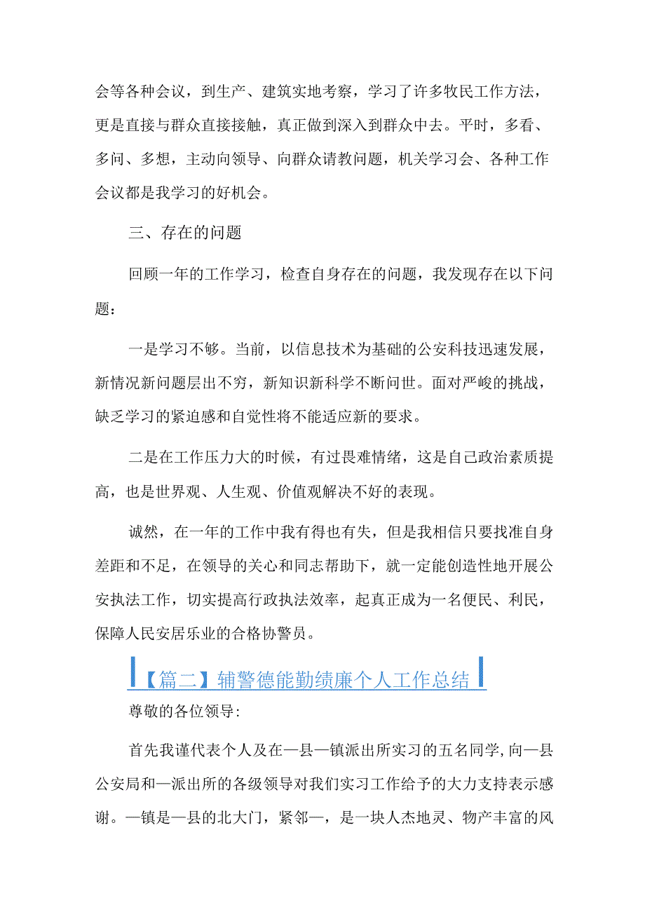 辅警德能勤绩廉个人工作总结十一篇.docx_第2页