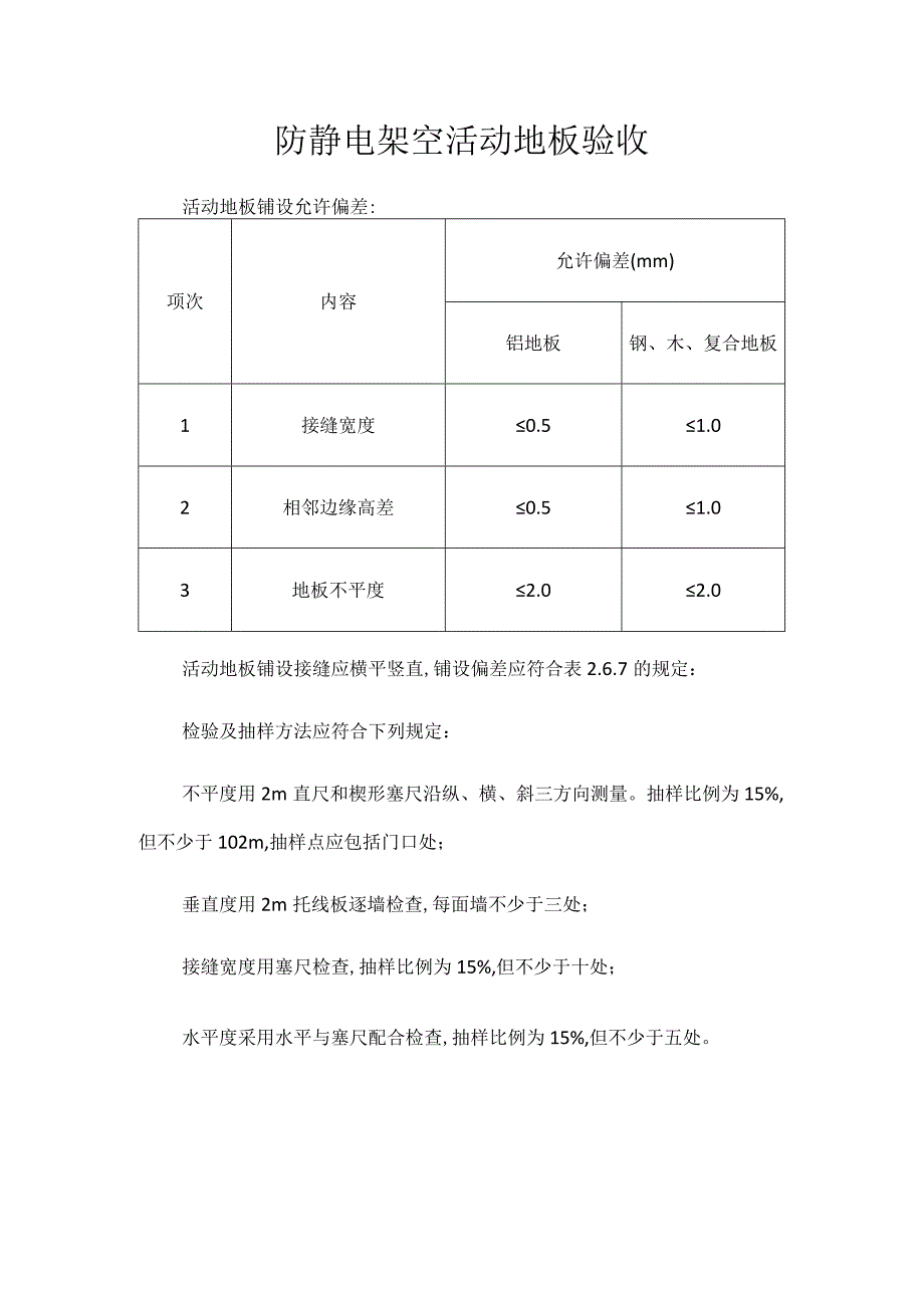 防静电架空活动地板验收.docx_第1页