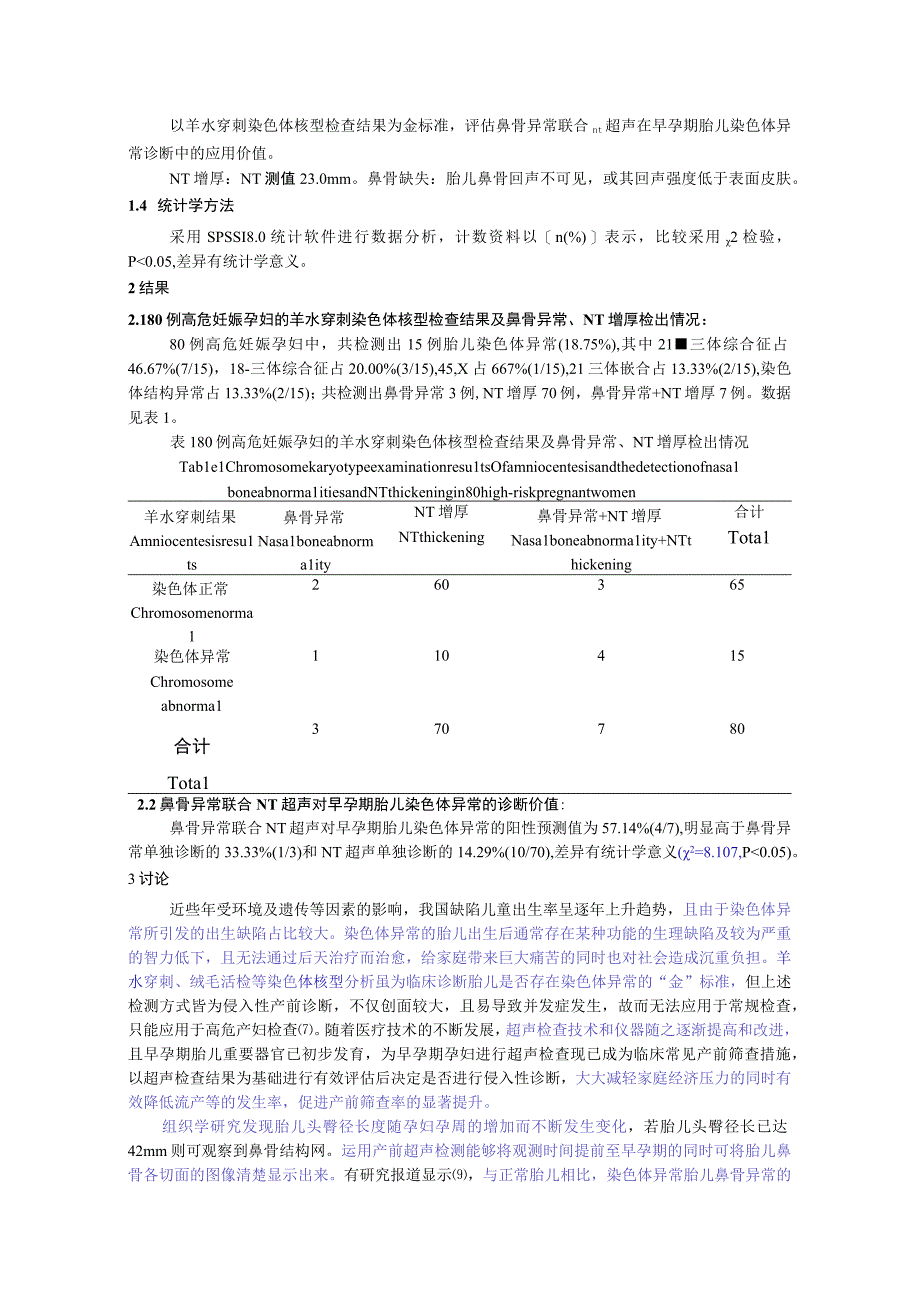 鼻骨异常联合NT超声在早孕期胎儿染色体异常诊断中的应用价值.docx_第3页