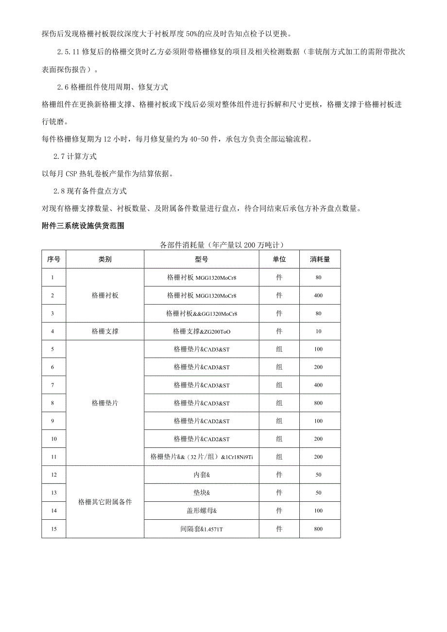 酒钢集团宏兴股份公司碳钢薄板厂连铸机格栅修复技术规格书.docx_第3页